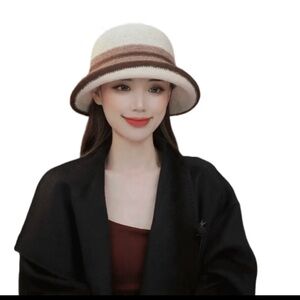 Elegant Cream and Brown Women's Bucket Hat